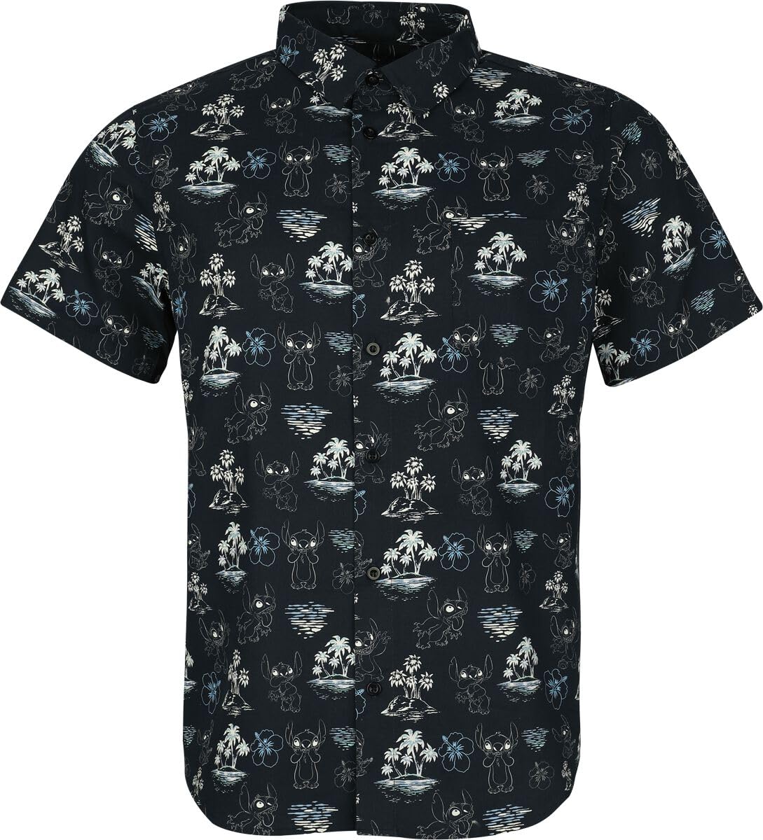 Lilo & Stitch Black Summer Männer Kurzarmhemd Multicolor
