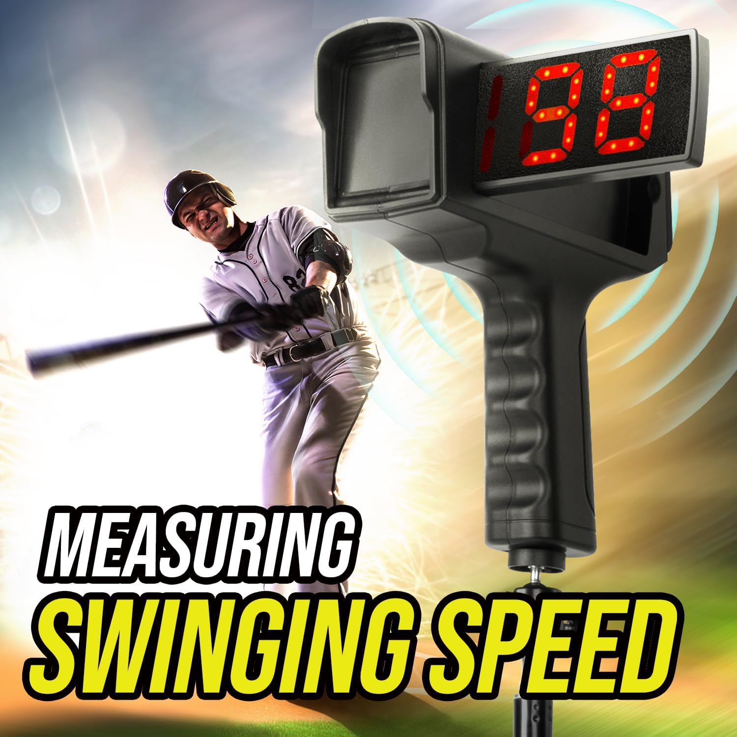 Baseball Radar Gun with Tripod, Speed Radar Gun for Baseballs Softball, LED+LCD Larger Display,Handheld or Hand Free SpeedSensors Base Ball Speed Training Equipment for All Baseball Players