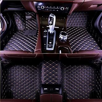Custom Car Floor Mats Compatible with Mercedes-Benz A B C E G CL CLA CLK CLS ML EQA EQB EQC EQE EQS EQV GLA GLB GLC GLK GLS SLK SL SLC S R AMG GT Waterproof Car Mat (Black&Gold Line)
