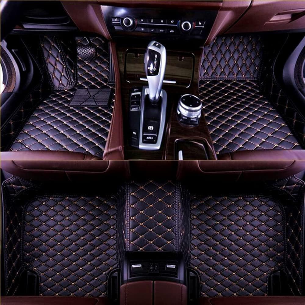 Custom Car Floor Mats Compatible with Mercedes-Benz A B C E G CL CLA CLK CLS ML EQA EQB EQC EQE EQS EQV GLA GLB GLC GLK GLS SLK SL SLC S R AMG GT Waterproof Car Mat (Black&Gold Line)