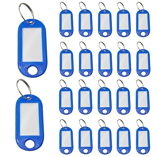40Pcs Plastic Key Tags with Split Rings, Writable Label Window,
