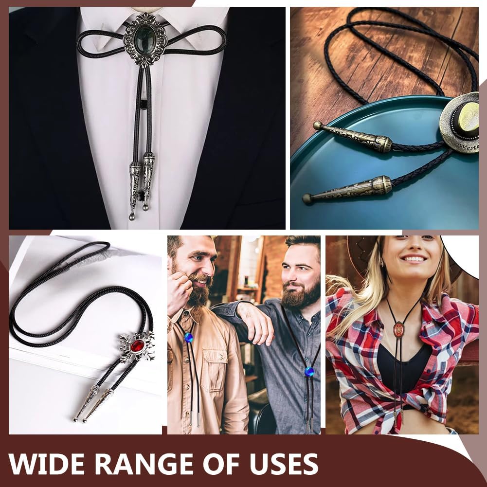 AHANDMAKER 18pcs 9 Color Bolo Tie Tips Replacement Kit 1.2in Cord Ends Jewelry Making DIY Accessories for Western Fashion Bolo Tie Repair DIY Craft Wallets Bag Leather Handbags Making