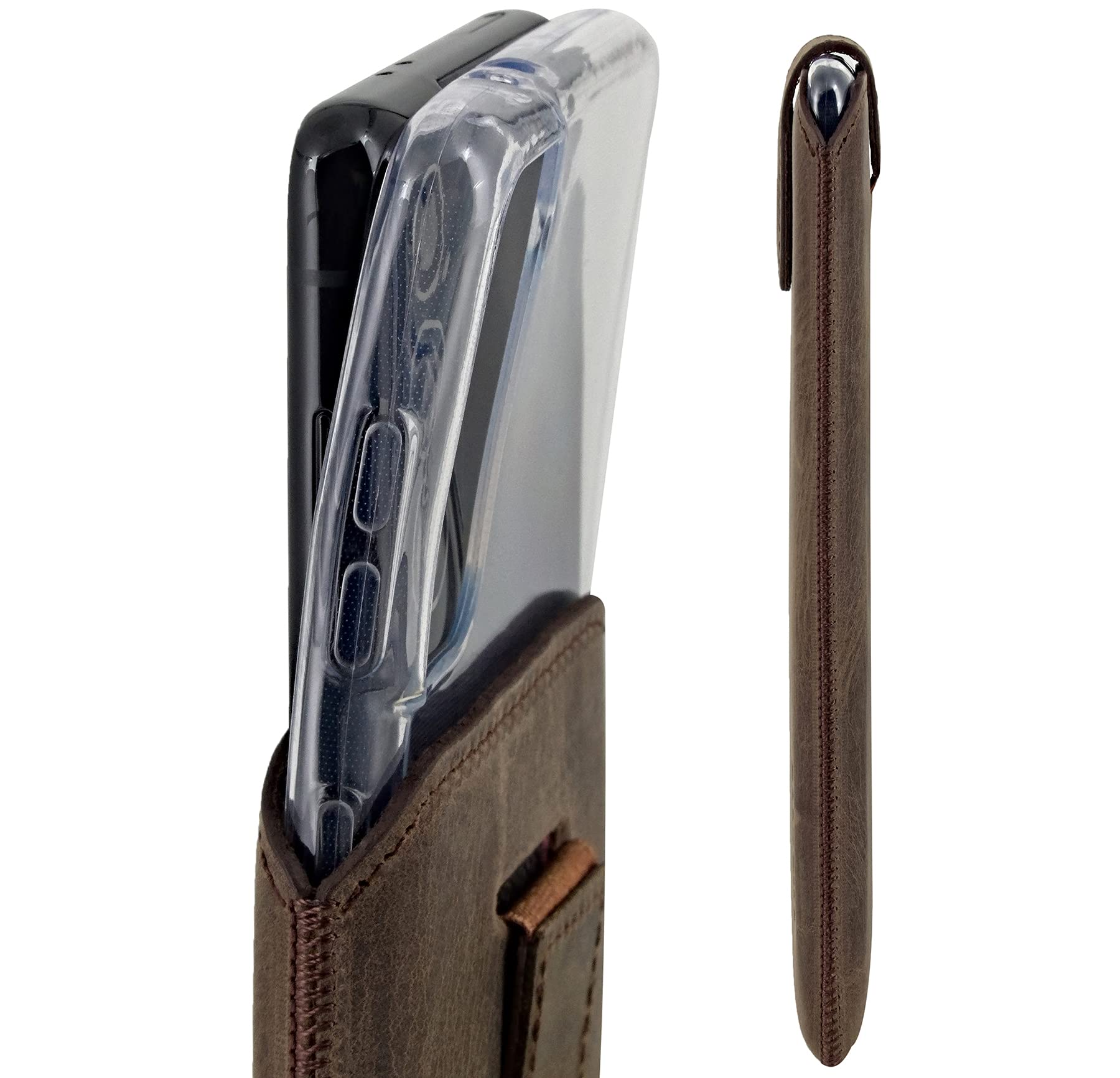 Suncase Etui Tasche kompatibel mit Samsung Galaxy S23 Plus 5G Hülle mit ZUSÄTZLICHER Case/Schale/Bumper Lasche mit Rückzugfunktion Handytasche Ledertasche Schutzhülle in antik-braun