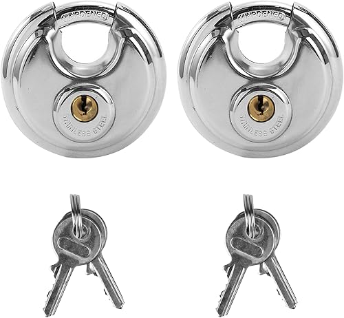 2 candados de disco para unidad de almacenamiento, candados con llave de 2-34 pulgadas, bloqueo de disco de acero inoxidable resistente, cerraduras