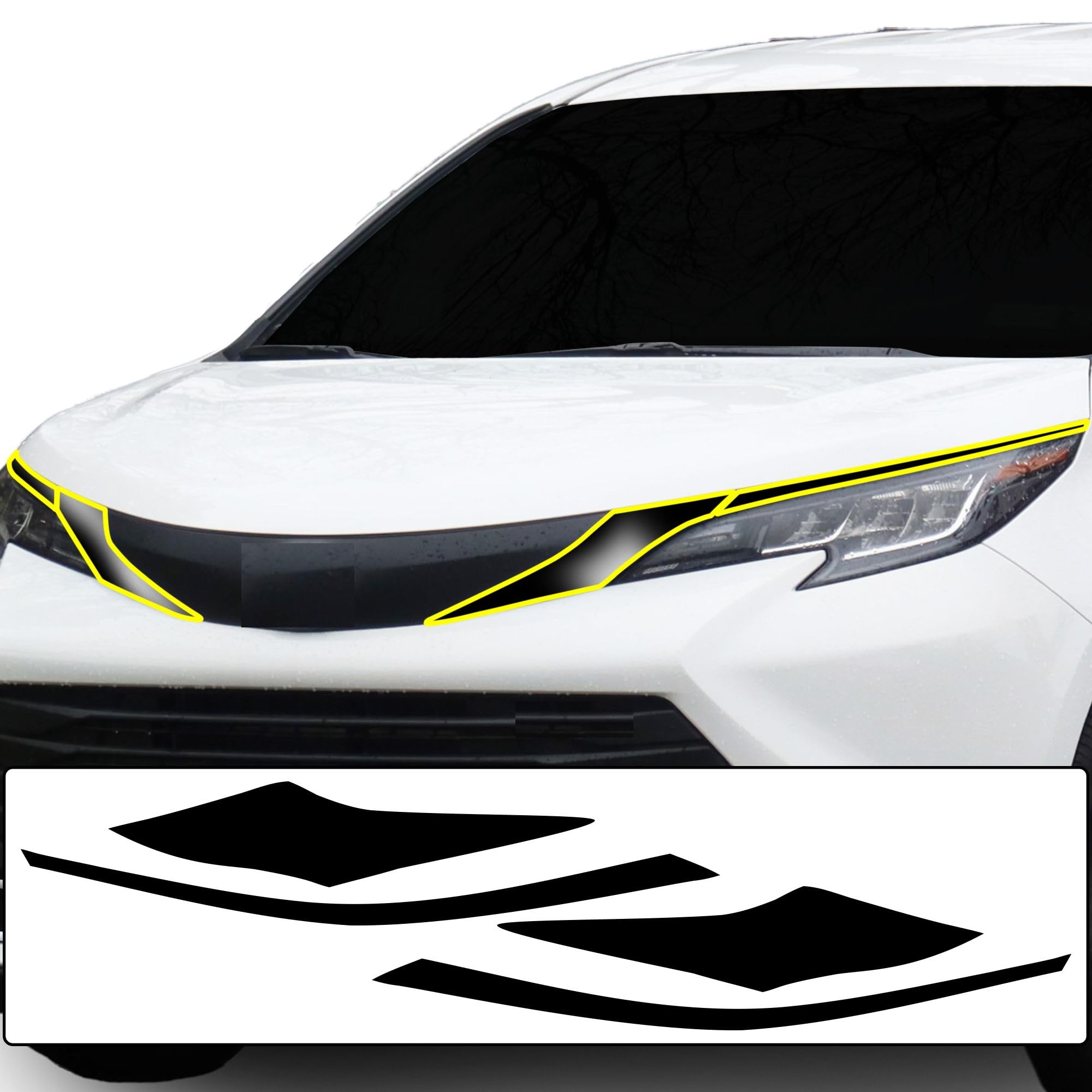 BOGAR TECH DESIGNS for Toyota Sienna 2021-2026 Front Chrome Delete – Precut Vinyl Overlay Kit, Gloss Black Blackout Trim