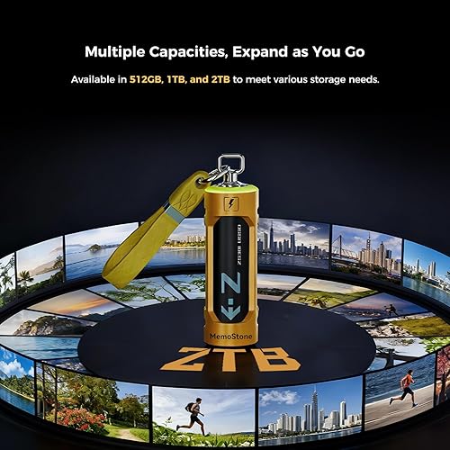 Miniatura 7 de KingSpec MemoStone ZS301 SSD portátil de 1 TB, unidad externa de estado sólido USB-C con 1900 MBs, USB 3.2 Gen 2 x 2, diseño de cuerpo de batería de