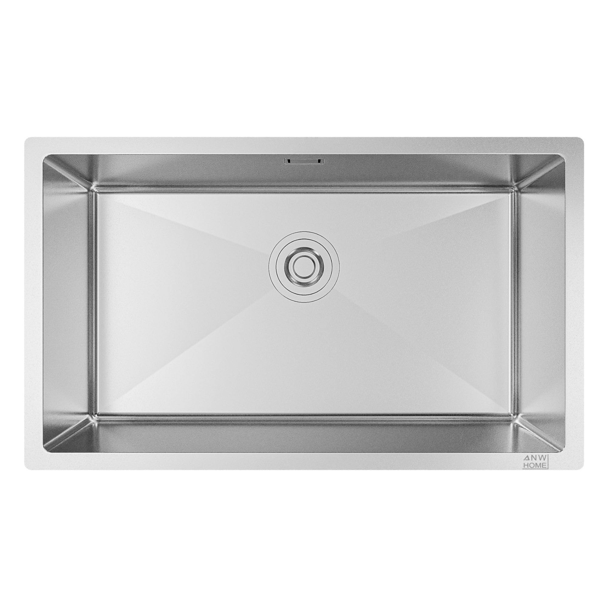 ANW HOME Evier Cuisine 1 Bac 74x44 cm, Inox | Encastré/Sous Plan, Revêtement Nano, Épaisseur 3.0+1 mm, Profondeur 22 cm, Avec Siphon