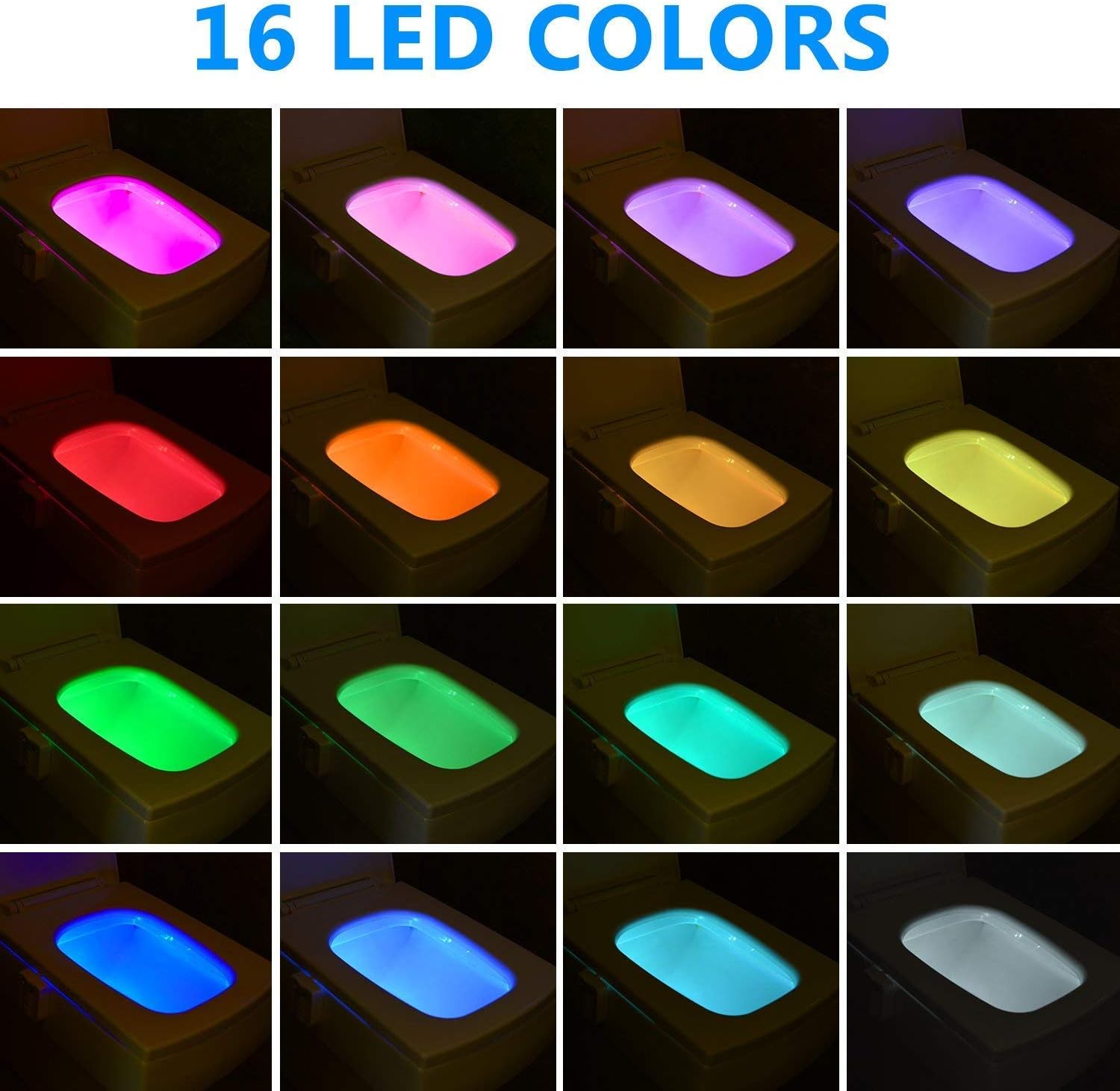 Original Toilet Night Lights 3Pack - Motion Activated Sensor 16 Color Changing LED Glow Inside Toilet Bowl, Cool Stuff for Bathroom Accessories Decor, Unique Gadgets for White Elephant Gifts 2025