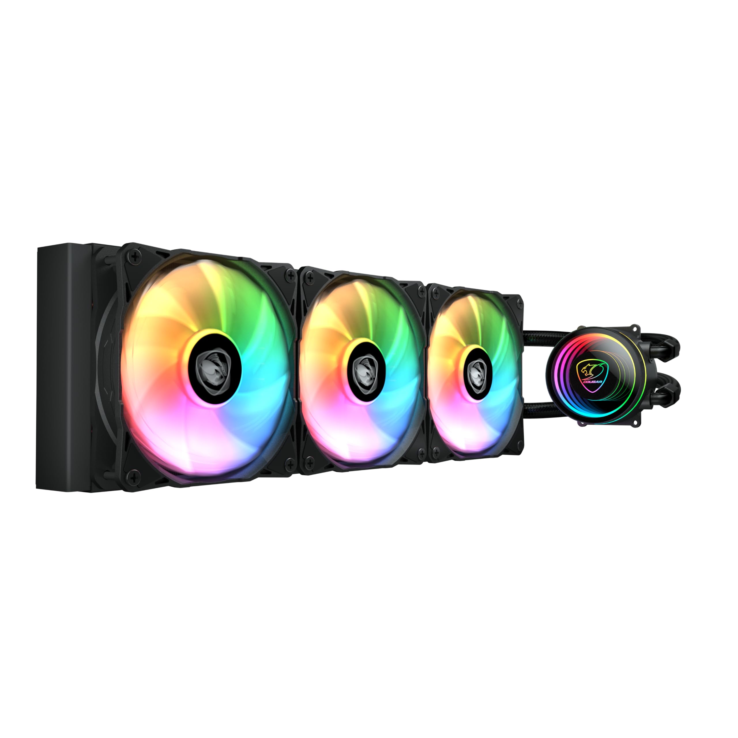 Cougar Poseidon Elite ARGB 360 AIO Liquid Cooler, Utteright Fins Design, Rotatable Pump Head For Logo Orientation, Noise 33.5 dB(A) - Black