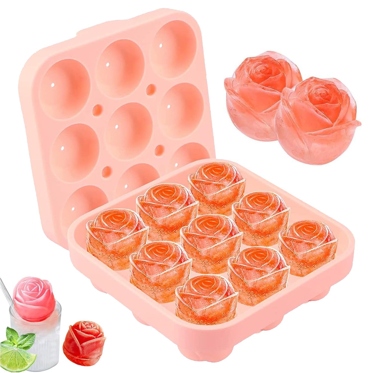 Silicone Ice Cube Trays, 3D Cat Silicone Ice Cube Moulds, 4 Large Ice Cube Tray with Lid, Easy-Release Ice Cube Moulds for Parties, Drinks, Whiskey, Cocktails