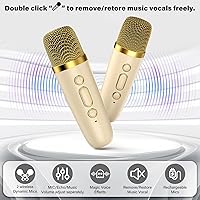 Vista 3 de Mini máquina de karaoke, altavoz Bluetooth portátil con micrófono para cantar en casa, fiesta de niños, regalos de Navidad, Halloween, cumpleaños