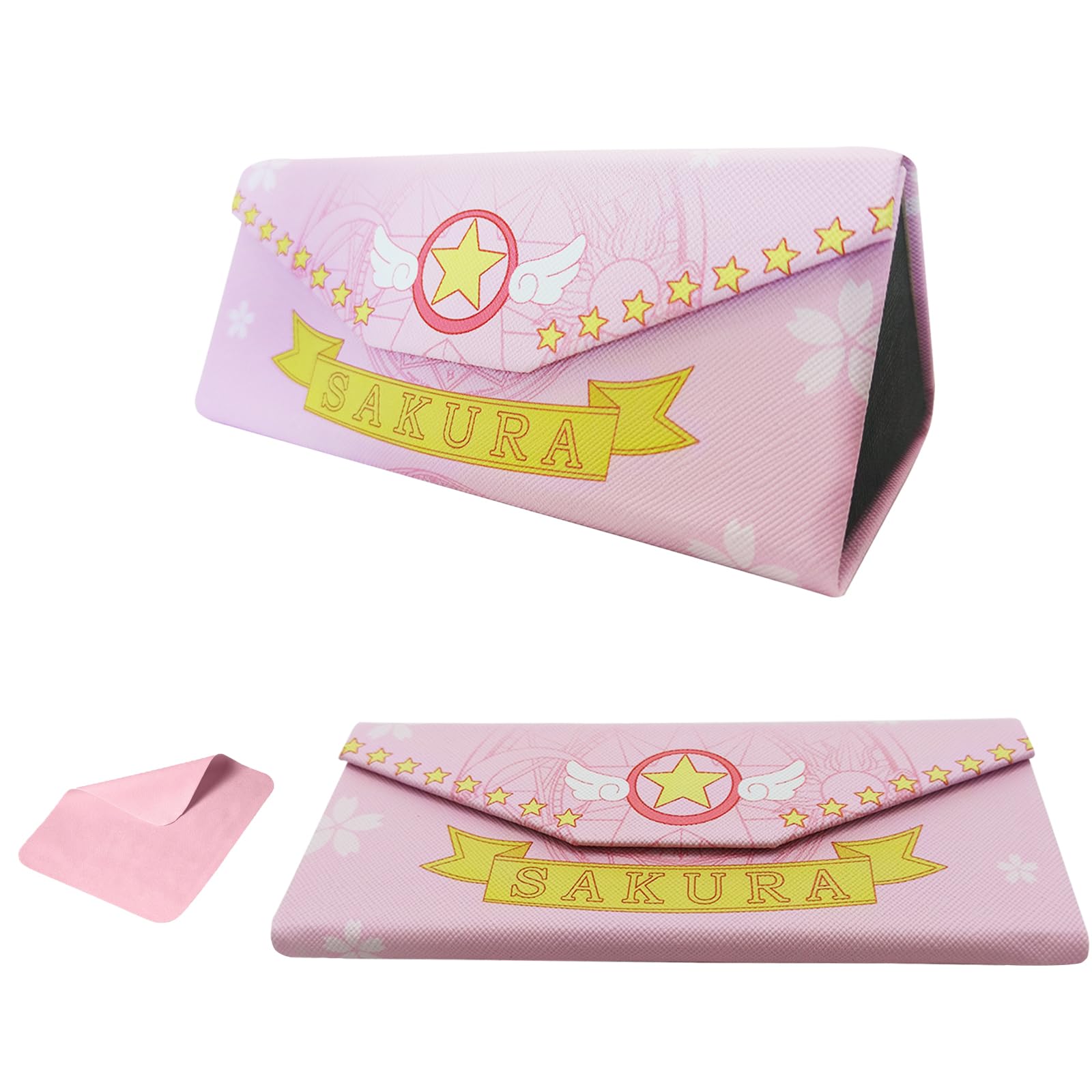 WSRXDMSN Cute Cartoon Foldable Anime Glasses Case Glasses Cloth Travel Portable Eyeglass Case for Girl (1)