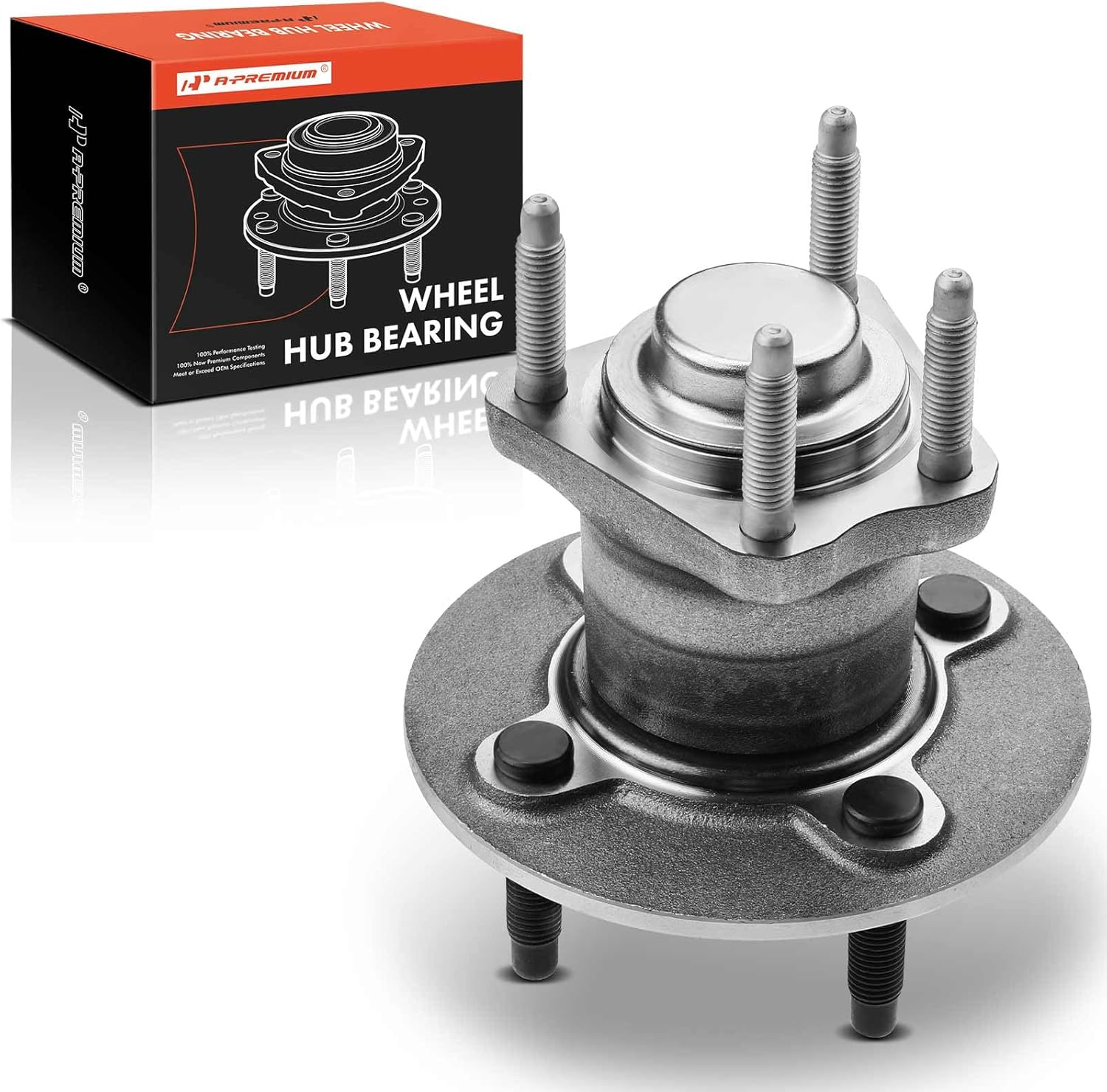 A-Premium Rear Wheel Bearing and Hub Assembly with 4-Lug Compatible with Chevrolet Cobalt 2005-2010 & Pontiac G5 2007-2010, Pursuit 2005-2006 & Saturn Ion 2003-2007, Non-ABS Models