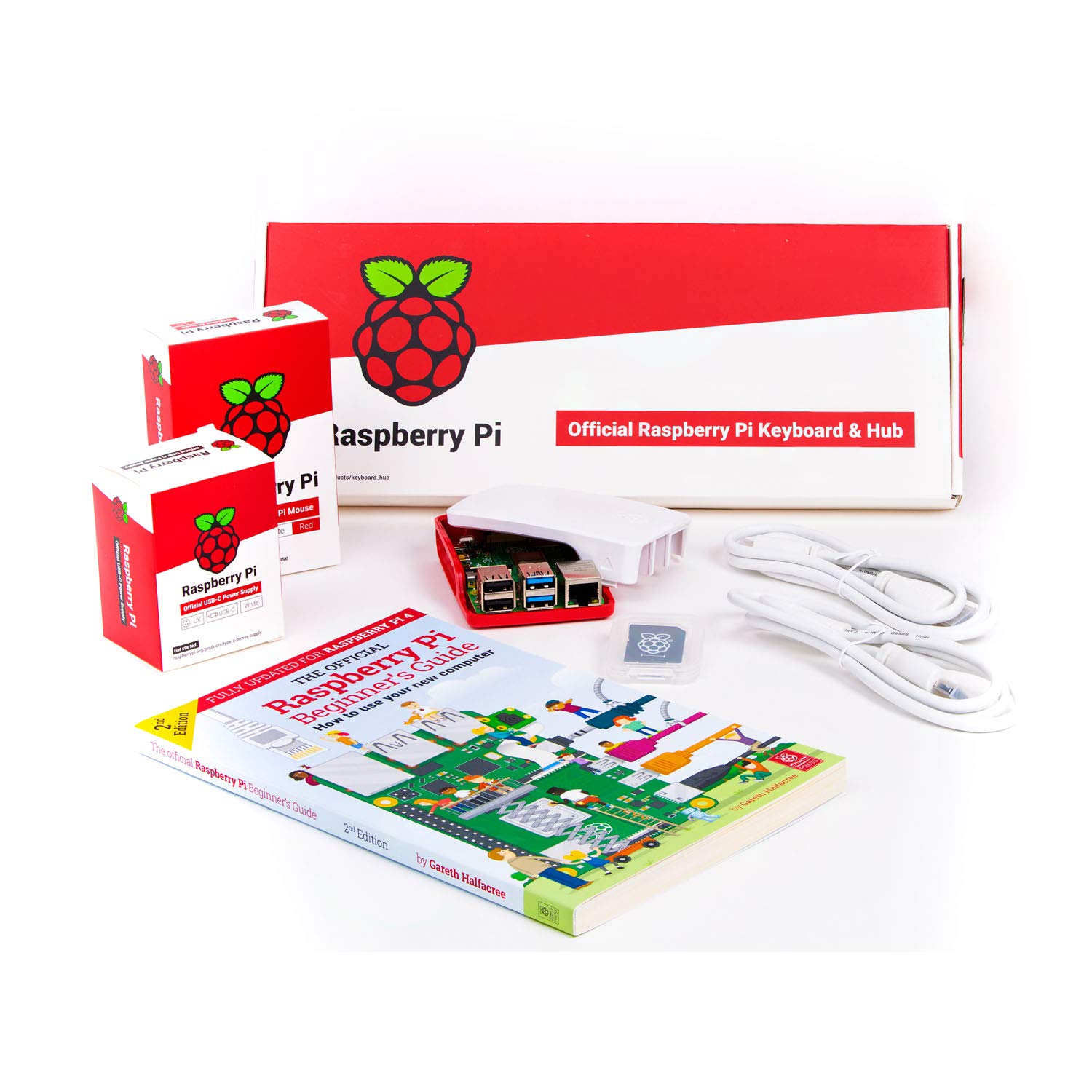 sb components Raspberry Pi 4 Official Starter Kit, Official Raspberry Pi 4 Desktop Kit Raspberry Pi 4 Model B 8GB Starter Kit Motherboard with 16GB SD Card Preloaded with Raspbian