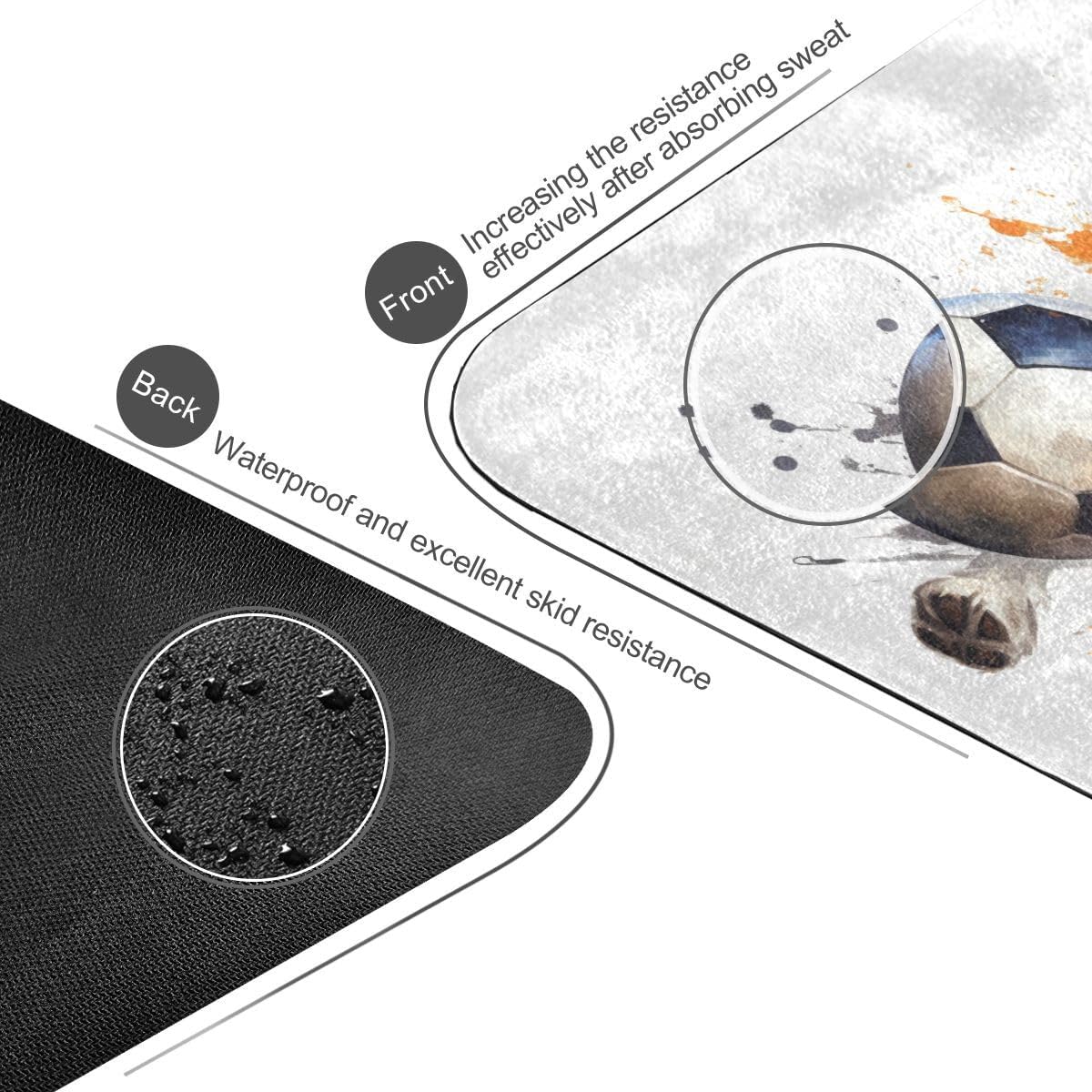 ALAZA Funny Dog with Football Yoga Mat Non Slip Fitness Exercise Mat, Workout Mat for Yoga, Pilates and Floor Exercises