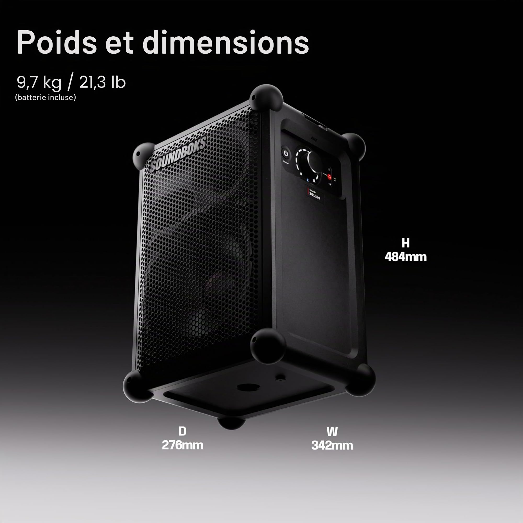 Soundboks Mix - Enceinte Bluetooth portable - Design durable et résistant aux intempéries (IP65) - Batterie rechargeable USB-C - Ultra-bruyante - 121dB - Haut-parleur pour intérieur et extérieur - 40