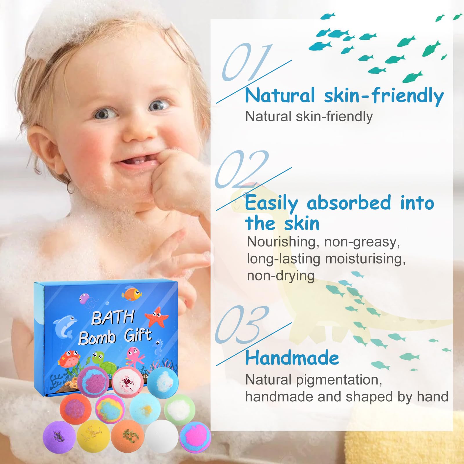 12 Pezzi Set Regalo di Bombe da Bagno, Naturali Bombe da Bagno per Bambini con Sorpresa all'interno, Fizzies da Spa, Aromaterapia con Oli Essenziali, Regalo per Ragazze e Ragazzi (Verde)