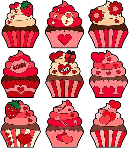 SICOHOME Calcomanías para magdalenas para niños 24 hojas calcomanías para el día de San Valentín para niños profesores cupcakes suministros para