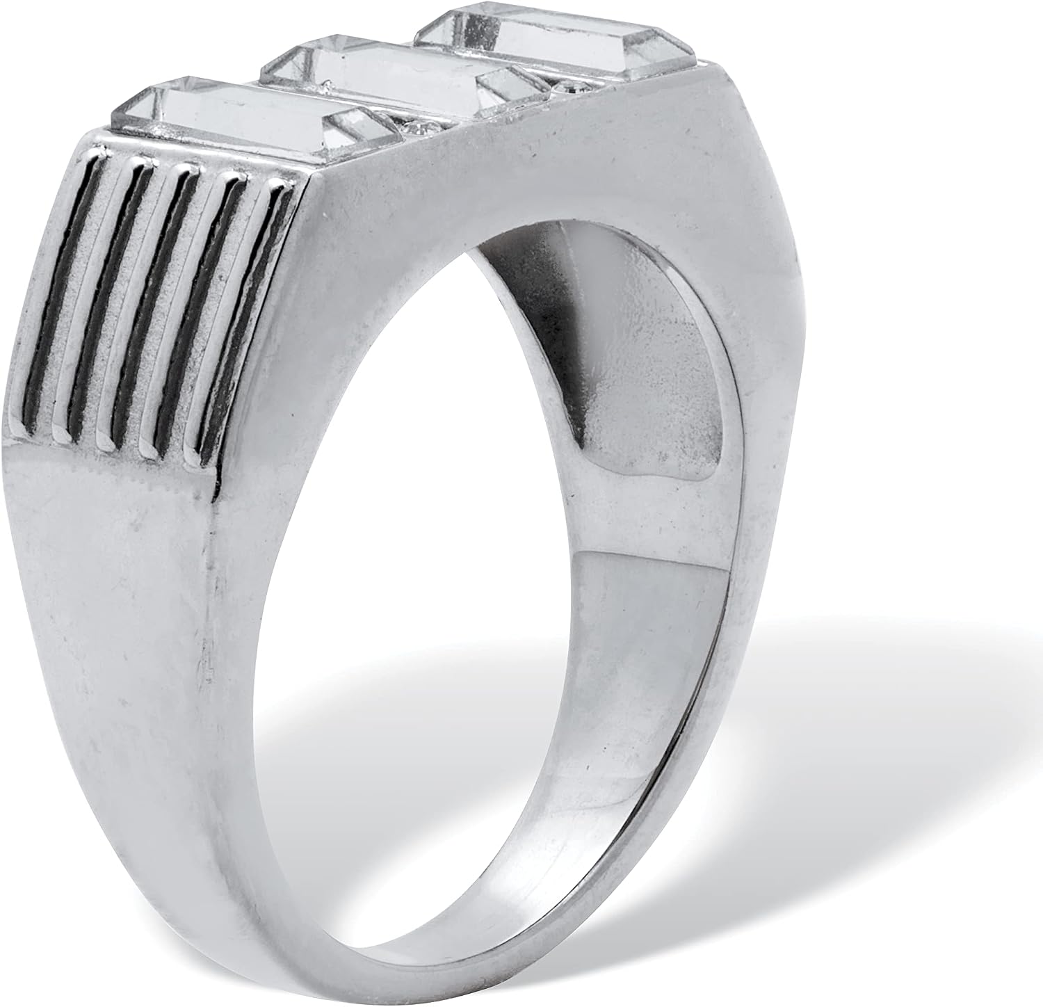 PalmBeach Men's Stainless Steel Crystal Ring Sizes 8-13 Size 10