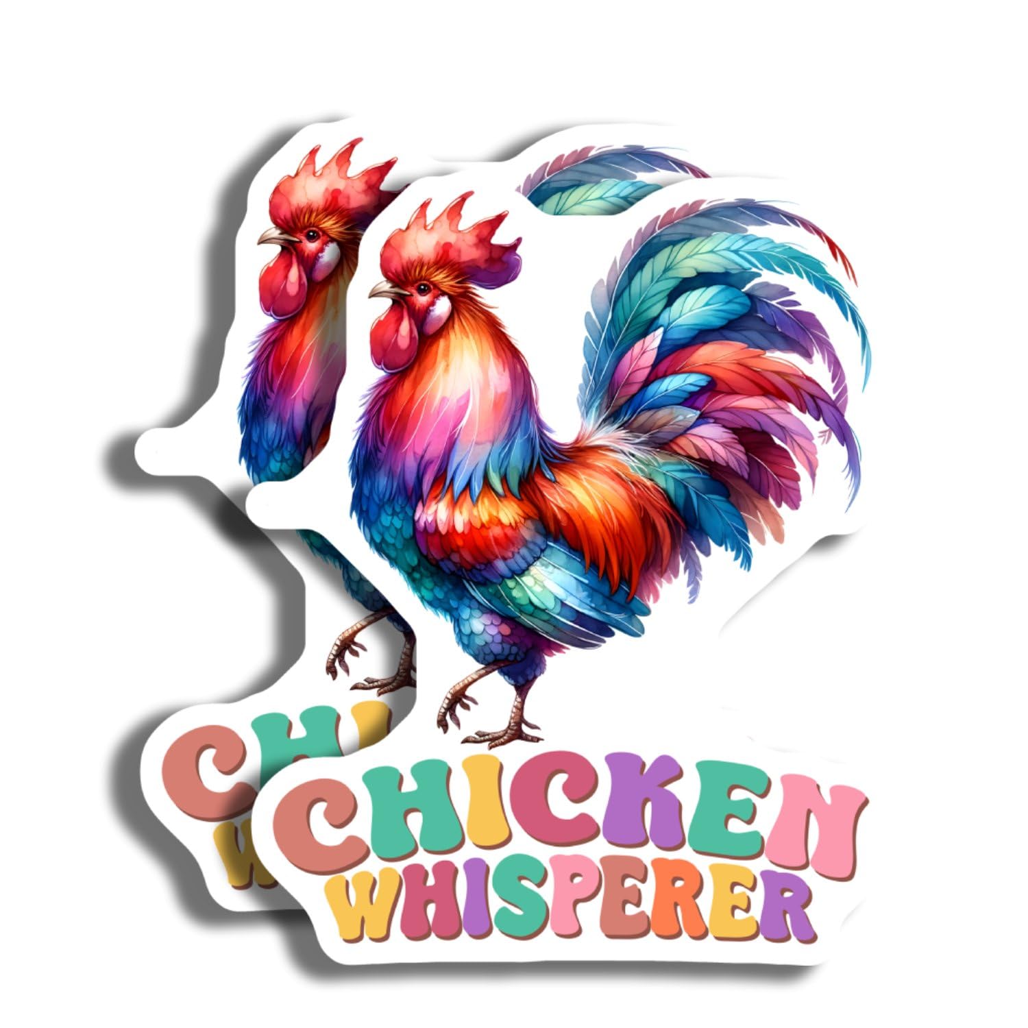 Vibrant Chicken Whisperer Sticker - Farmhouse Decor - Colorful Rooster Vinyl Decal - Chicken Lover Gift - Cute Farm Animal Sticker - 5" Vinyl Sticker