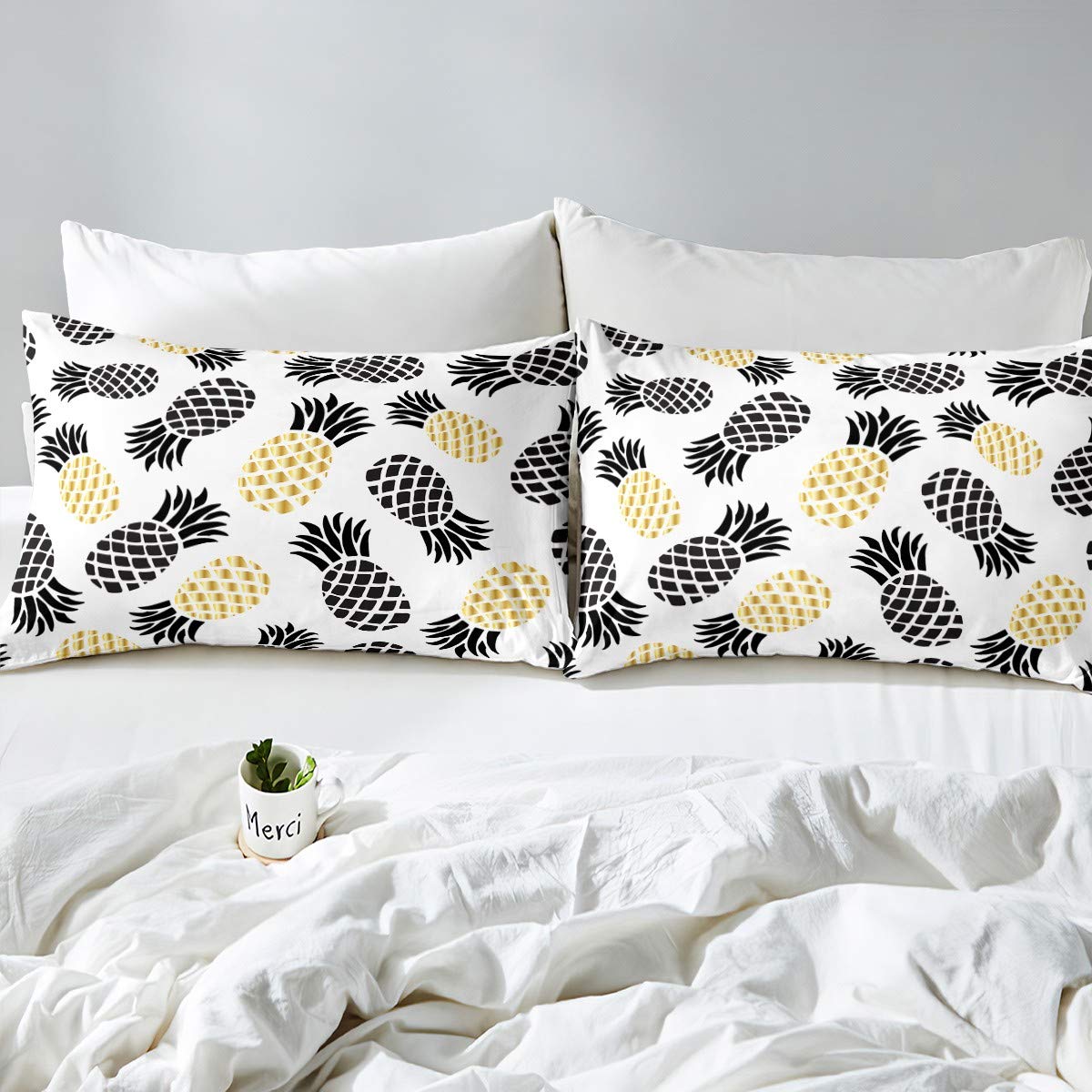 set di biancheria da letto per ragazze con ananas e strisce colorate e