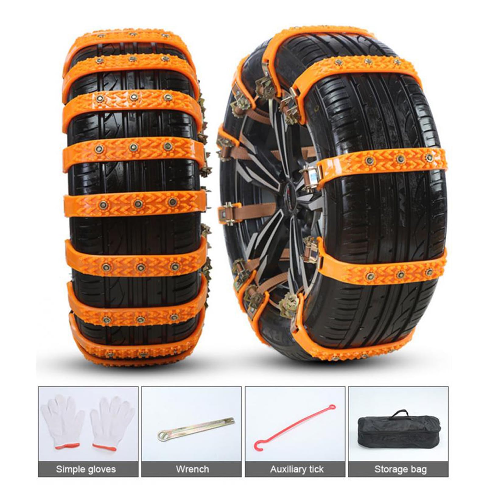 kyaoayo Catene da neve universali, Tire Snow Chains, 6 pezzi, catene da neve universali per pneumatici di larghezza 165 – 265 mm, catene di emergenza per la maggior parte delle autovetture,