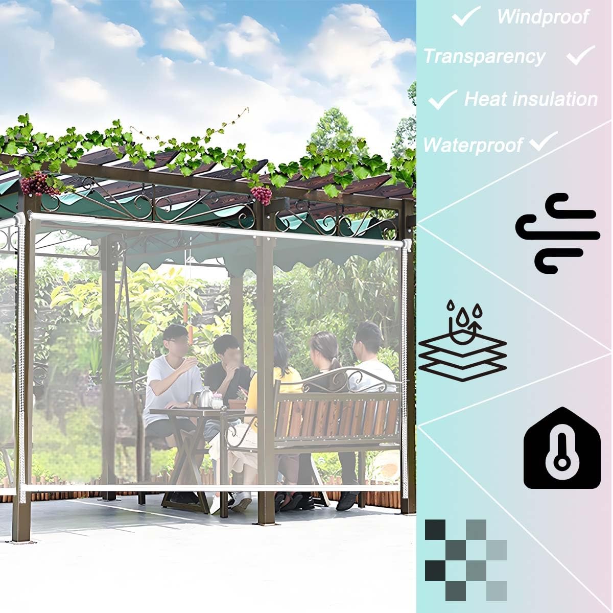 Store Enrouleur Exterieur Transparent PVC Store Thermique Isolant Imperméable Rideau Enrouleur Fenetre Stores Salle de Bain Balcon 50 60 70 75 80 90 100 110 120 130 140 150 160cm(110x120cm)