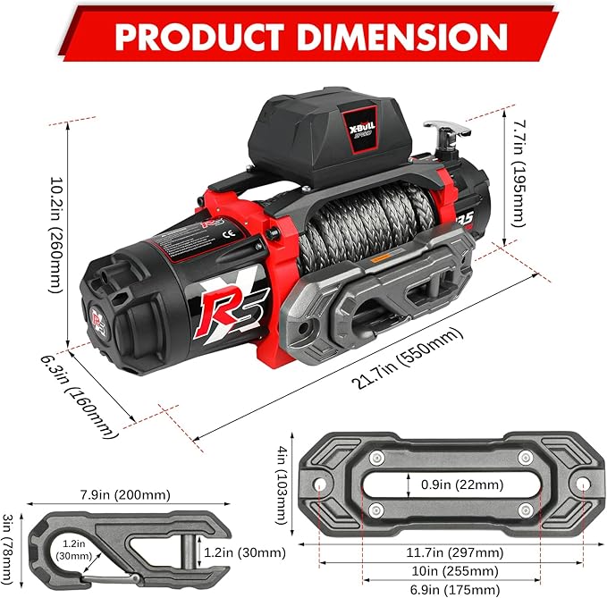 Winche Eléctrico X-BULL 13500 lb 12V DC con Control Remoto 2 en 1 miniatura 3