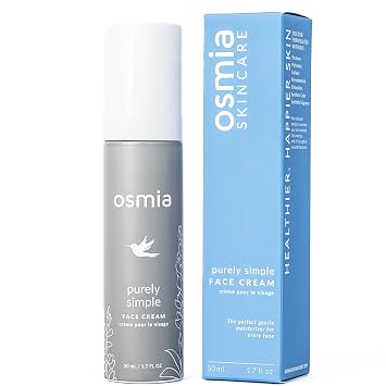 Osmia Skincare - Natural Purely Simple Face Cream For Sensitive + Reactive Skin | Apricot Kernel, Kukui, Rose, Chamomile Oils + Aloe | Clean Beauty For Healthy Skin 1.7 oz | 50 ml NEW PACKAGING