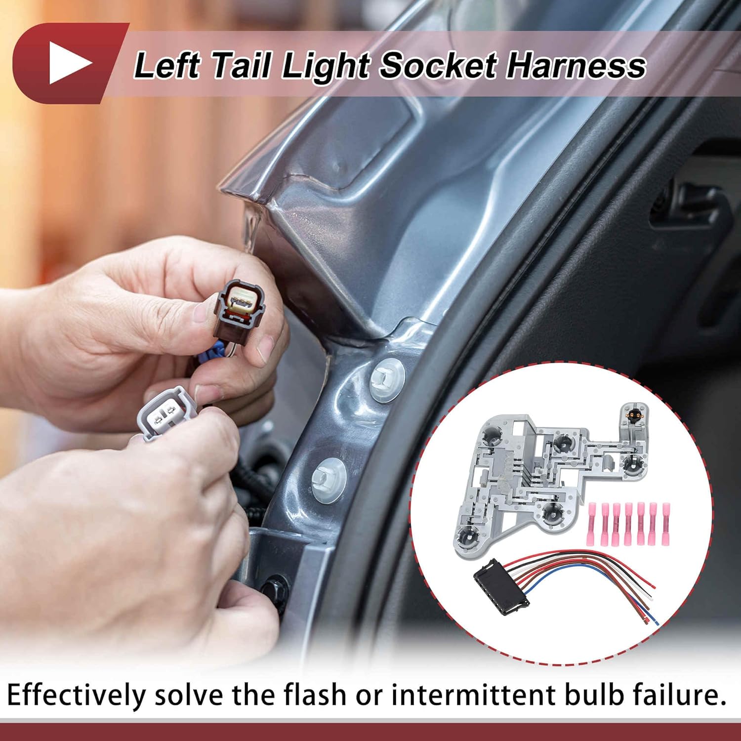 Left Tail Light Socket Wiring for Mercedes-Benz C250 12-14 No.204-820-15-00 Lamp Bulb Pigtail Connector Harness Pre-Wired Plug Heat Shrink Connector