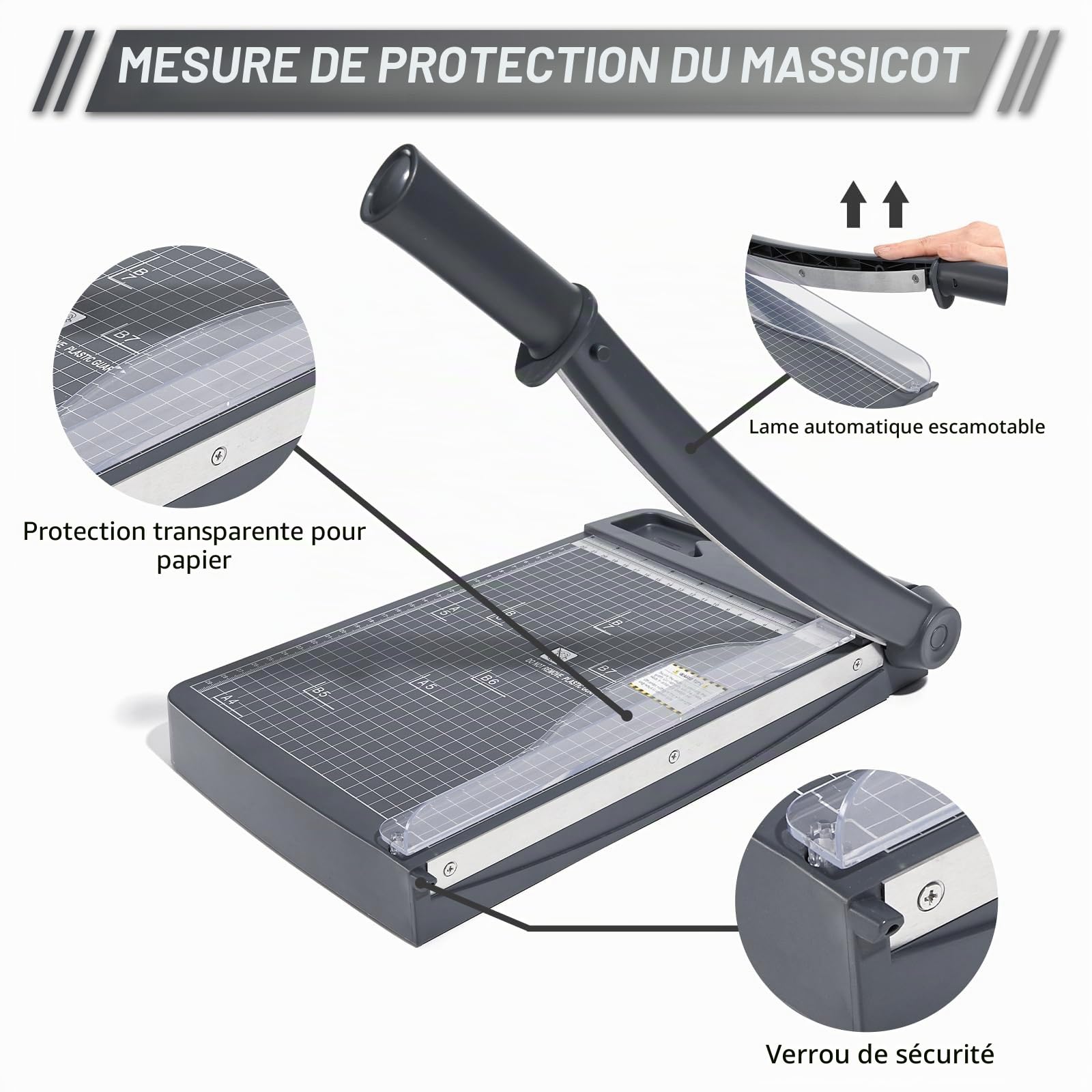 Massicot A4 12 Pouces Coupe Papier Guillotine avec Protection de Sécurité