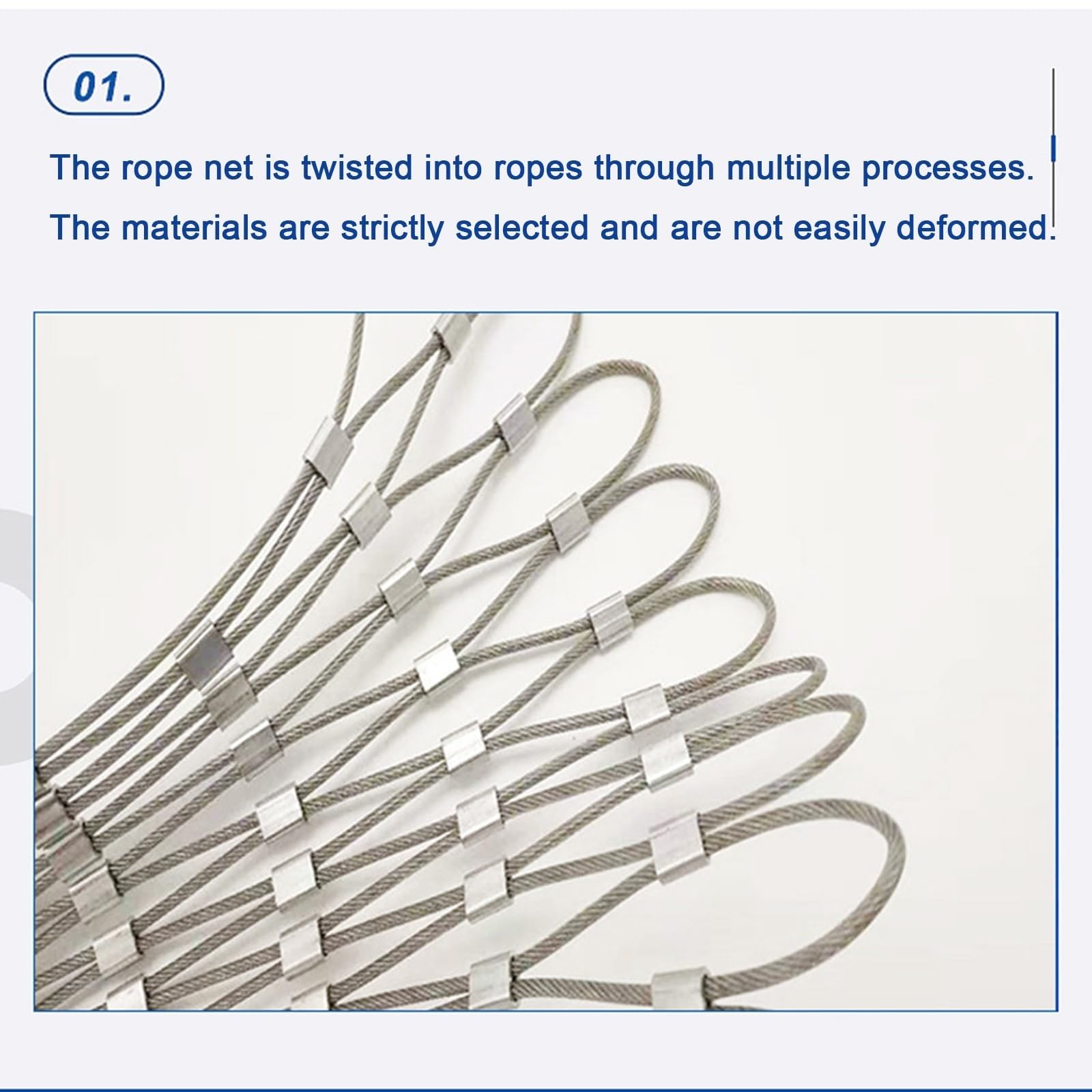 Edelstahl-Seilnetz, flexibles Kabel-Sicherheitsnetz(L0.6xW1m/L1.96xW3.28ft)