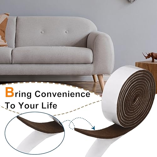 Vista 30 de Shappy Paquete de 2 tiras de fieltro con parte trasera adhesiva, rollo de cinta de fieltro, antideslizantes, autoadhesivas, para proteger suelos