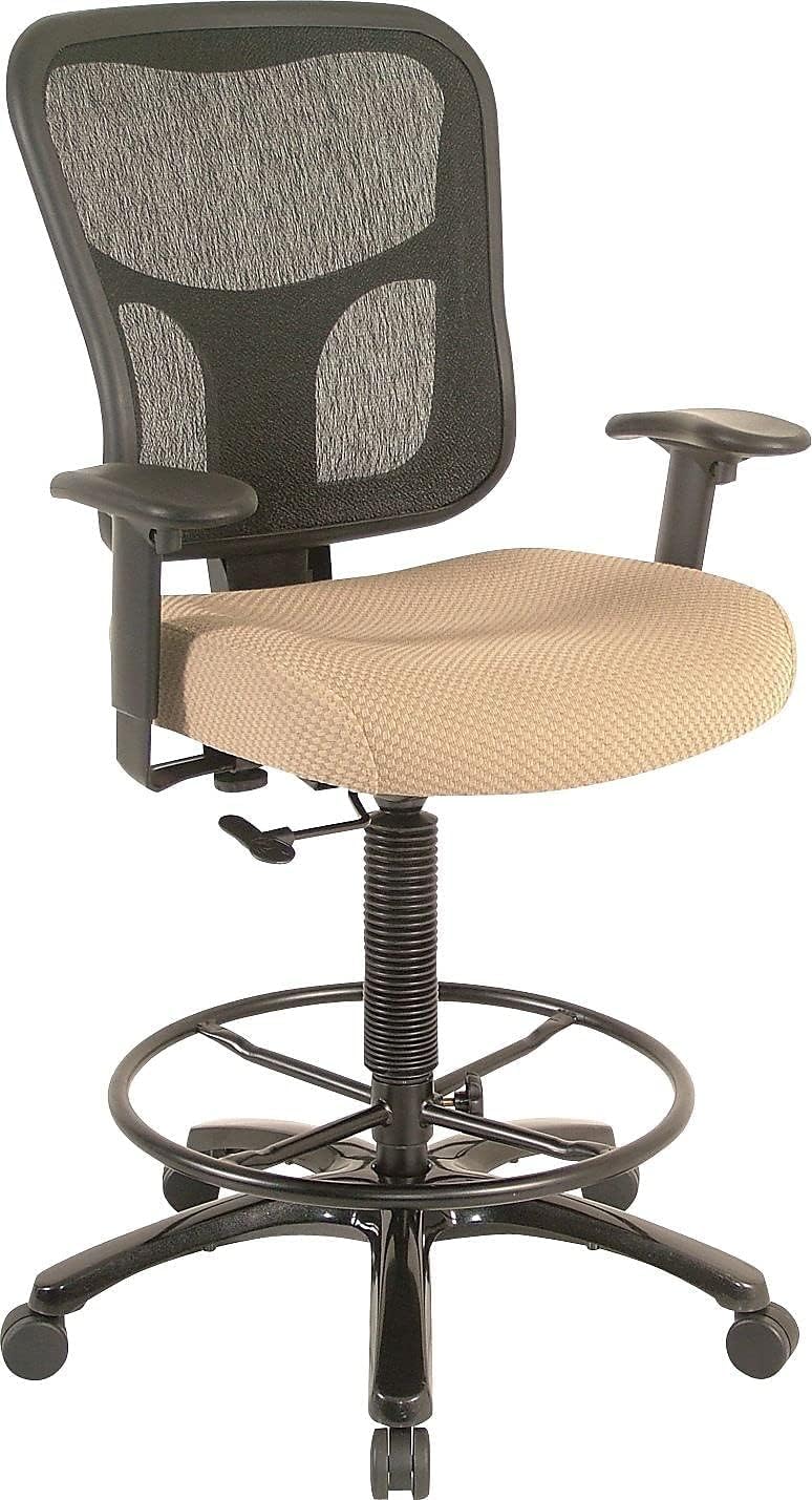 Tempur-Pedic TP8200C Fabric Drafting Stool with Backrest and Footrest with Lumbar Support, with Tempur Material, Cooling Gel Layer, Beige
