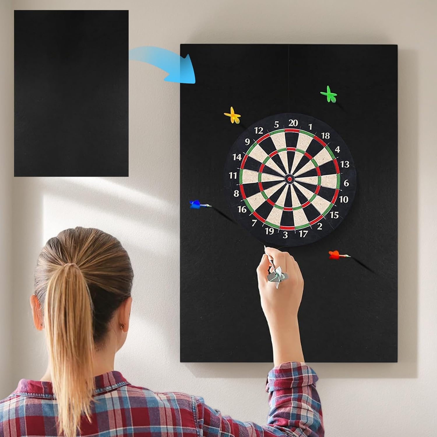 Wall Protector - Dart Surround for Board | Dart Wall Protector with Board Accessories & Removable Black Mat Protection Professional Grade for Adults, Game Room, Garage, Home, Classroom and Clubs