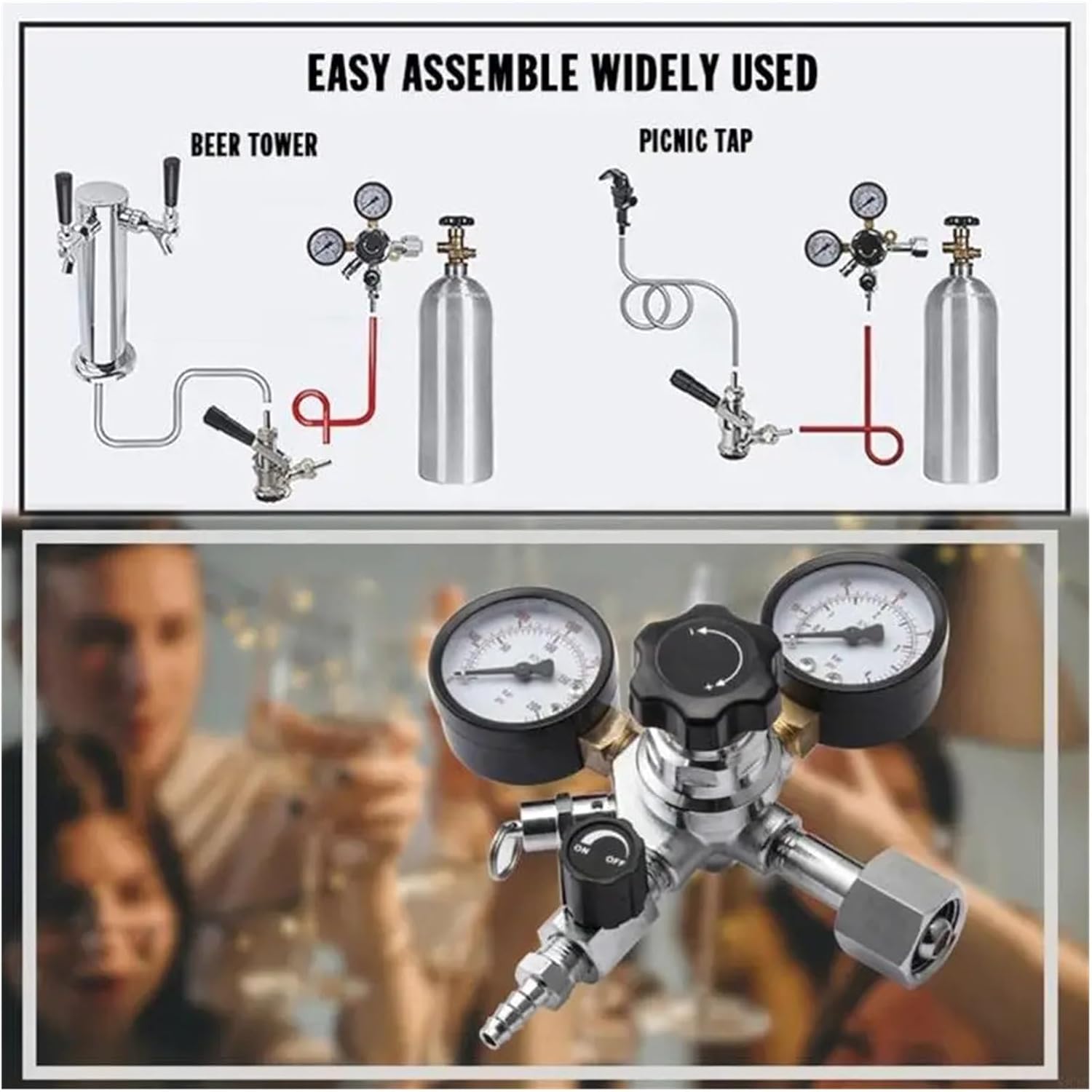 co2 regulator, Beer Kegs Pressure Regulator With Relief Valves Kegerator For Stable Carbonation Control Homebrewing Enthusiasts Tool,for kegerator