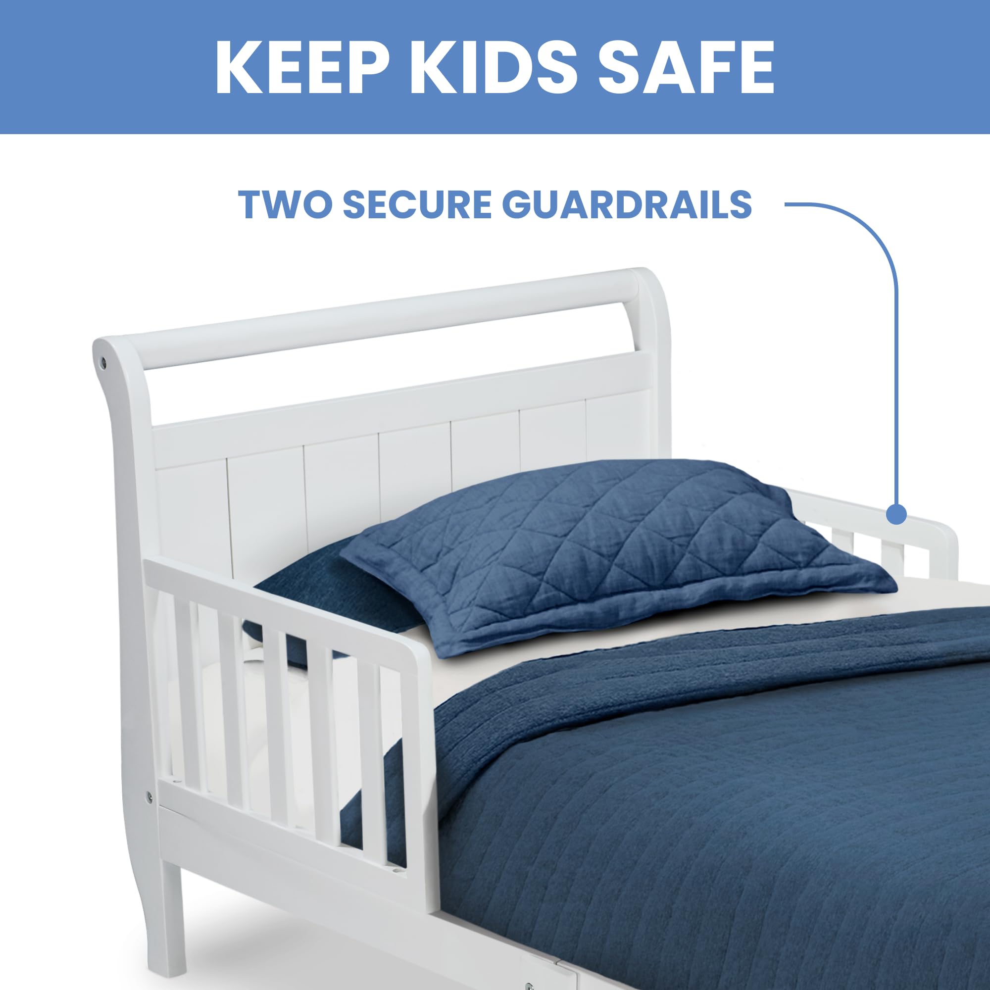 Cama infantil de trineo de madera, color blanco 5