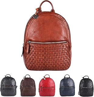 VILENCA HOLLAND Genuine Leather Backpack for Men, Casual Backpack for Women Office Bag with Adjustable Shoulder Strap (VL-054-COGNAC)