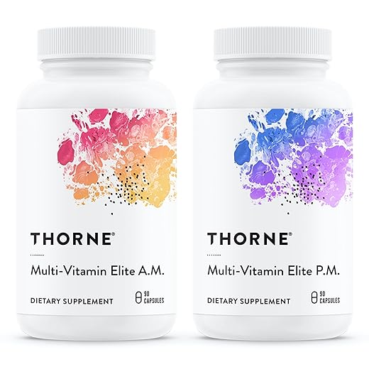 THORNE - Multi-Vitamin Elite - Daily Nutritional Supplement - AM Formula Supports Cellular Energy Production &PM Formula Supports Restful Sleep* - Gluten-Free, Dairy-Free - 180 Capsules - 30 Servings