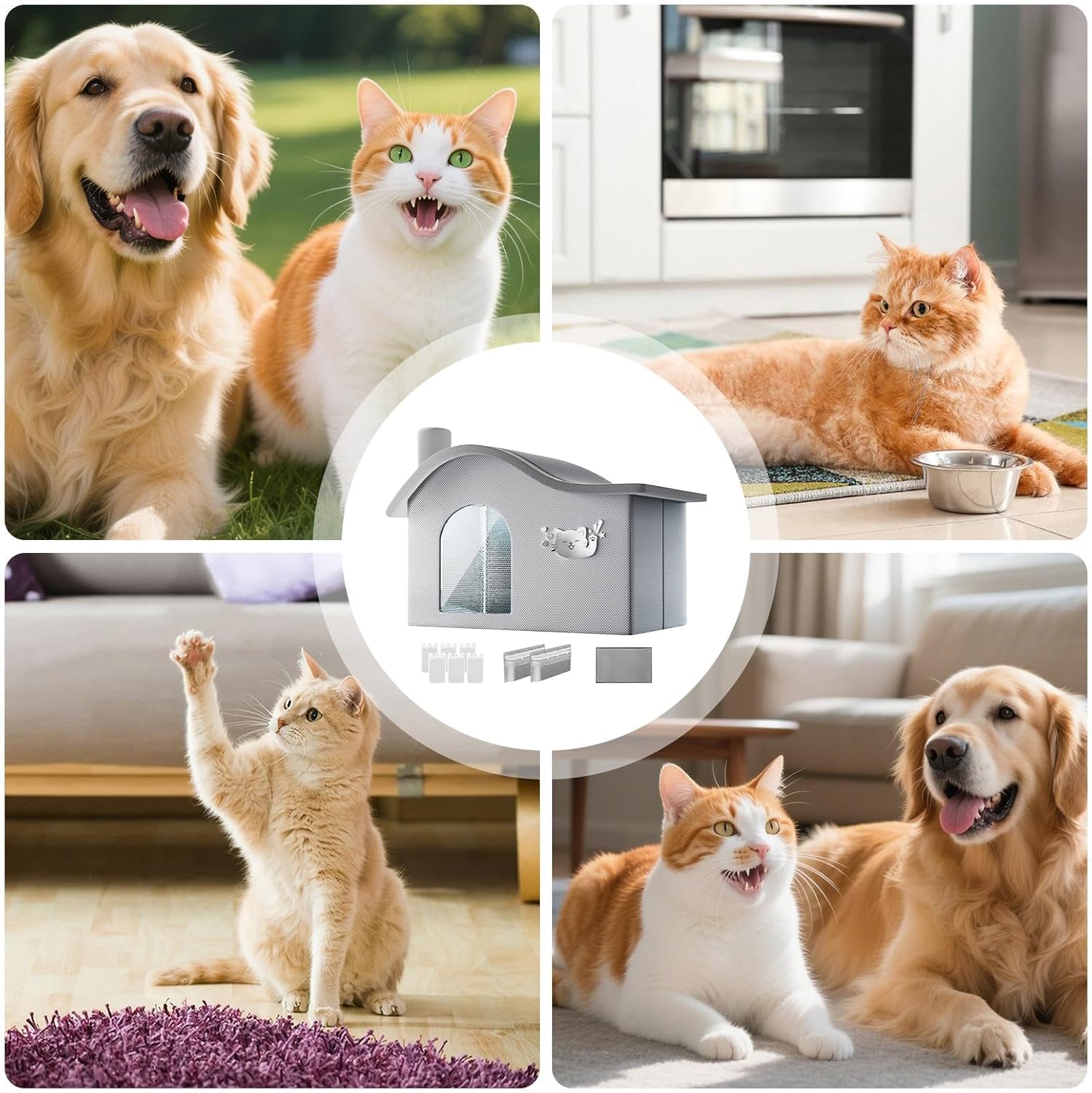 Pet Cooling House, Portable Foldable Dog Shelter, Ice Pack Dog Cave with Breathable Fabric, Lightweight Summer Sleeping Rest for Puppies and Kittens, Pet Bed with Easy Carry Design Cooling