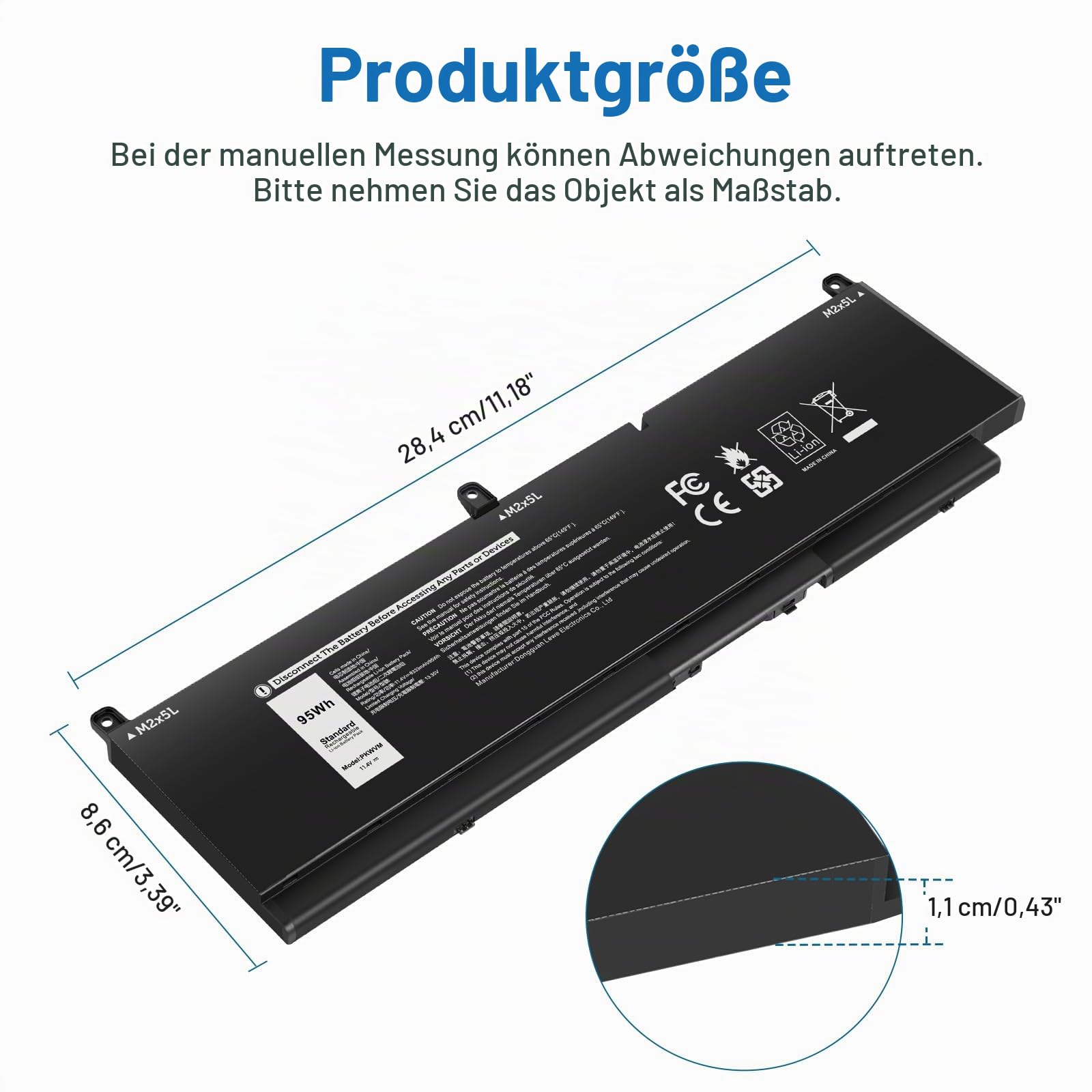 ASUNCELL 11.4V/95Wh PKWVM Laptop Akku für Dell Precision 7550 7560 7750 7760 Mobile Workstation Series, Dell P44E P93F P44E001 P44E002 P93F001 P93F002 Series, PKWVM C903V CR72X 68ND3