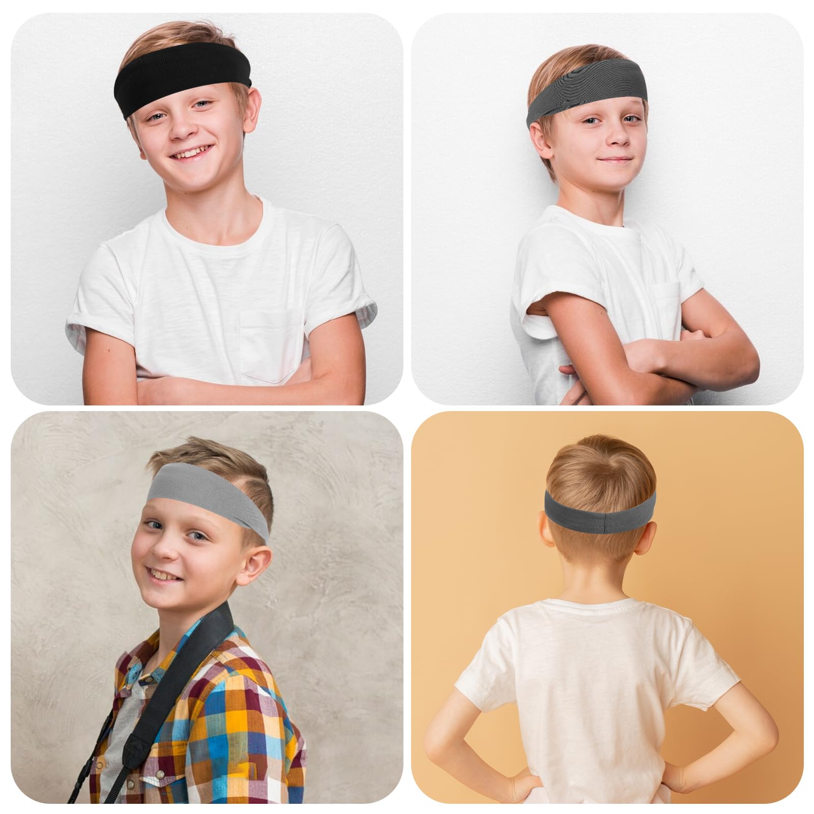 cobee Lot de 3 bandeaux élastiques respirants pour enfants - Pour football, basket-ball, course à pied, tennis