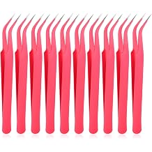 10 Pieces Tweezers for Crafting, Stainless Steel Curved Bedazzling Tweezers
