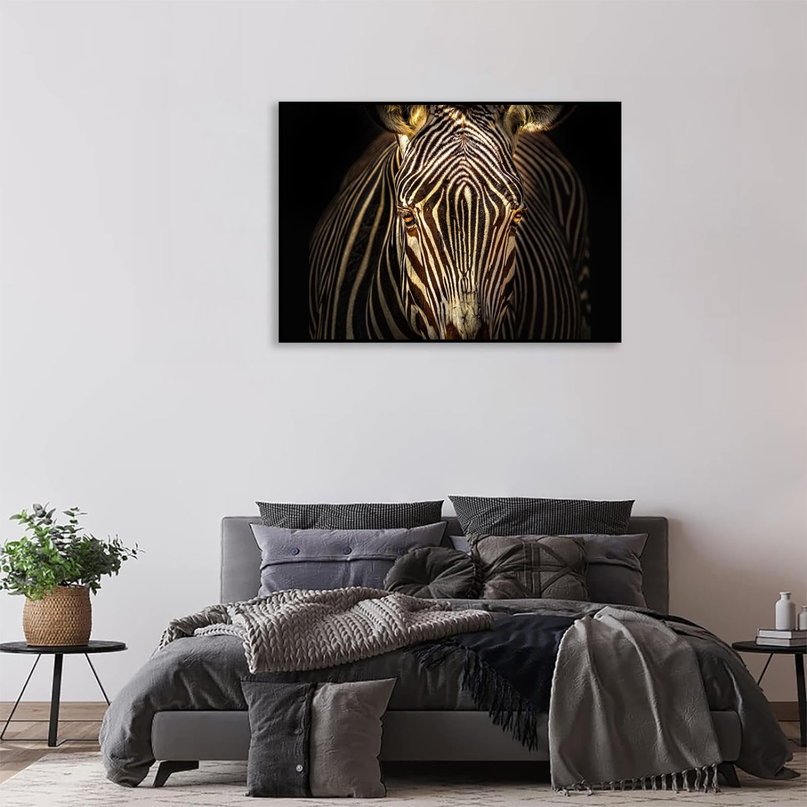 Amazon.com: Zebra Canvas Wall Art large,black white gold animal