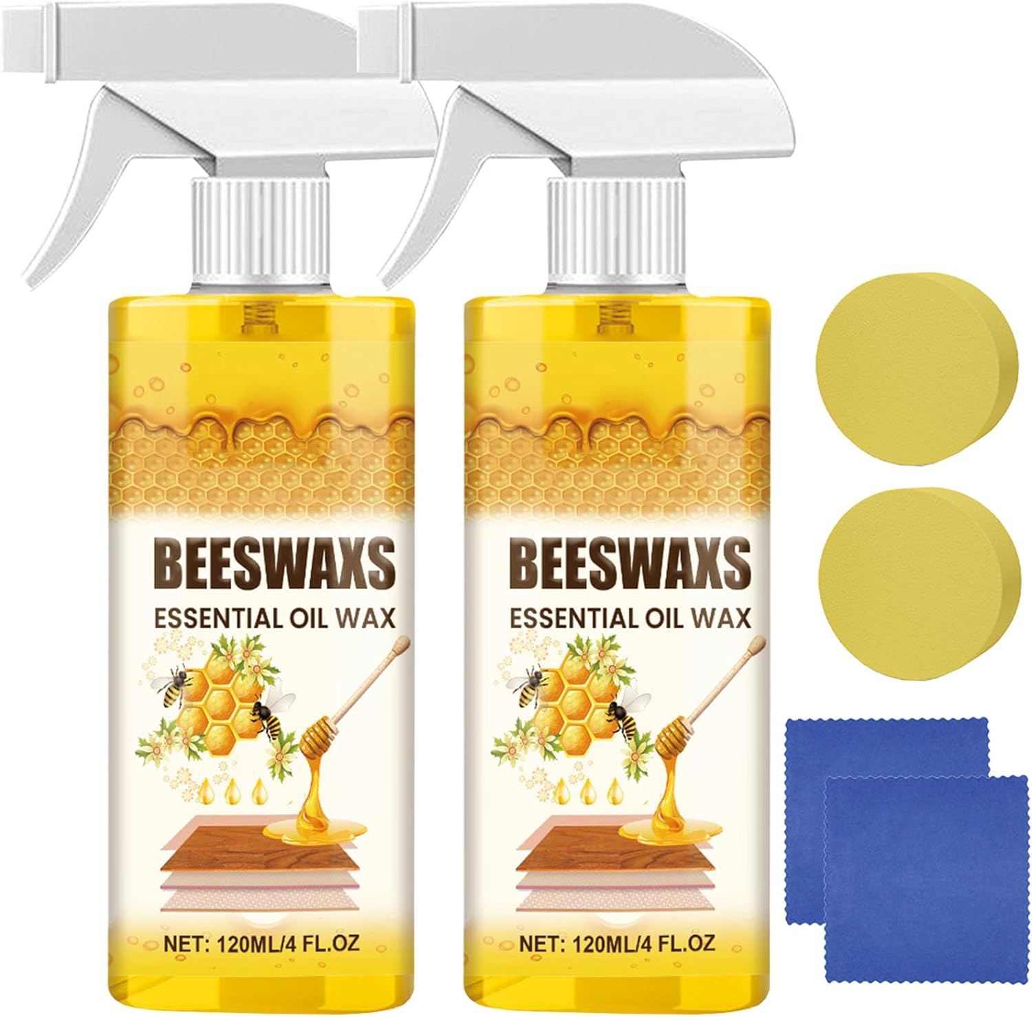 Beeswax Wood Polish Spray, Beeswax Spray Furniture Polish, BeeswaxWood Polishes‌ For Furniture, BeeswaxFurniture Polishes‌, for Wood Floors and Wooden Cabinet (2 PCS)