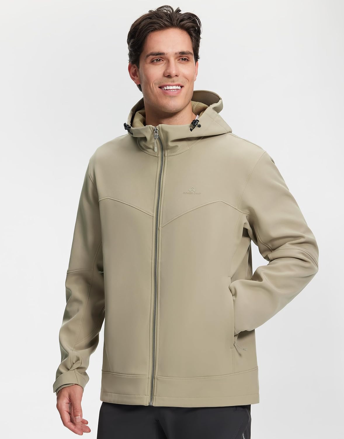 Pioneer Camp Men's Softshell Jacket with Hood Fleece Lined Water-resistant Soft Shell Winter Jacket Windbreaker Hiking Travel - Image 2