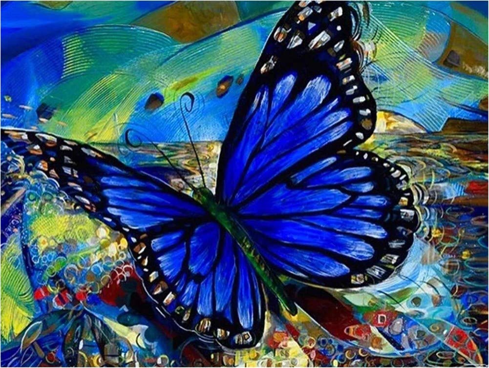 Kit broderie diamant papillon bleu, le cadeau créatif idéal pour les passionnés d'art