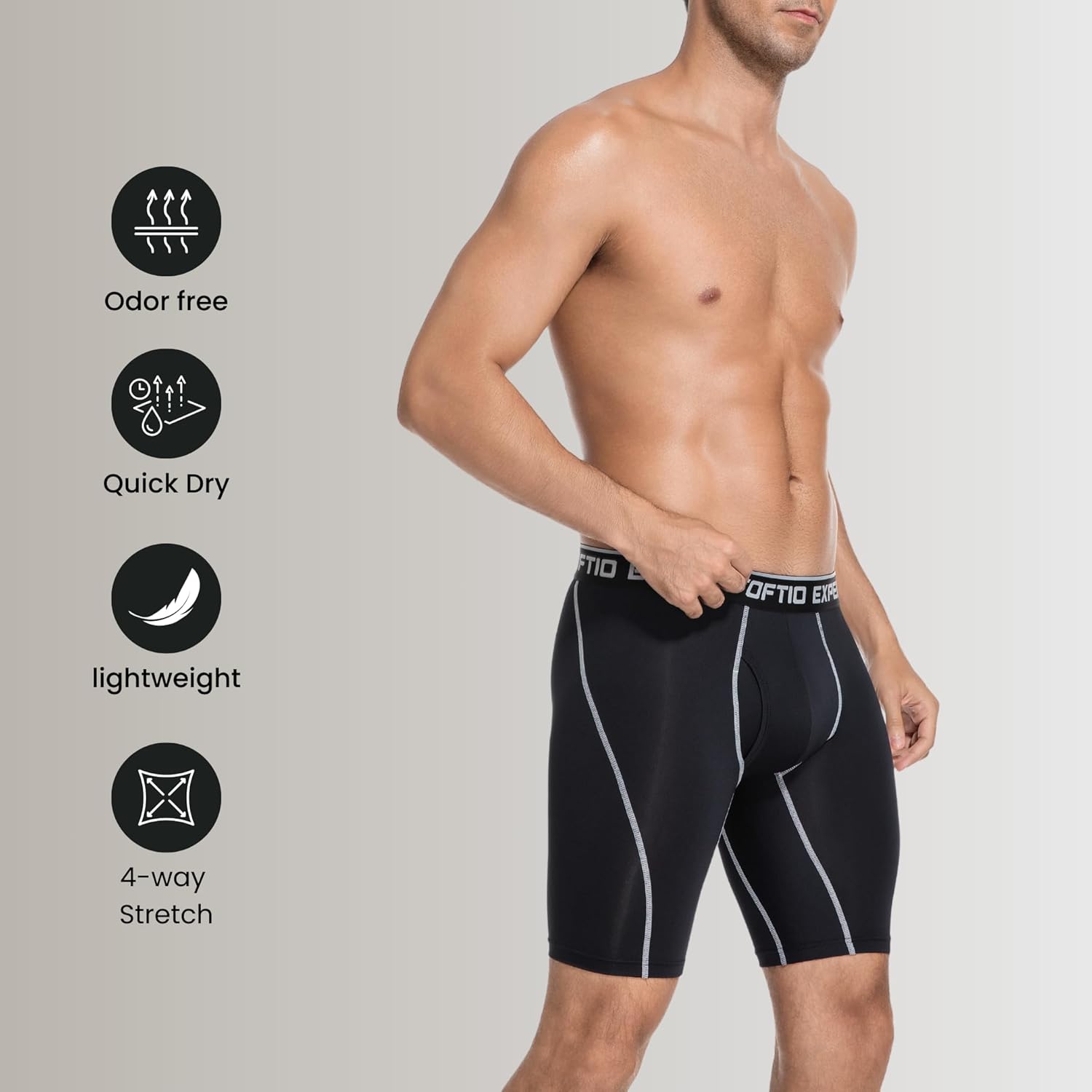 Men's Underwear 9 Inch Extra Long Leg Boxer Briefs for Men Pack, Athletic, Sport, Quick Dry, Moisture Wicking Fly