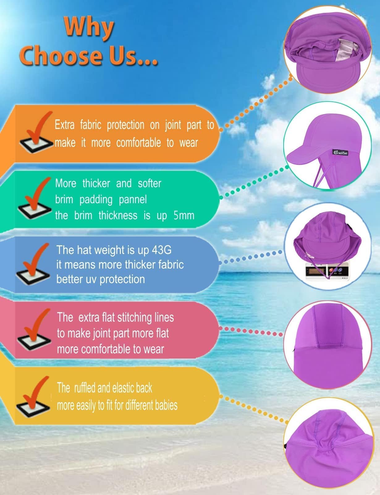 weVSwe Traje de baño de Manga Larga para bebé y niña, protección UV UPF 50+, con Gorro para el Sol para niños pequeños, 0-3 años