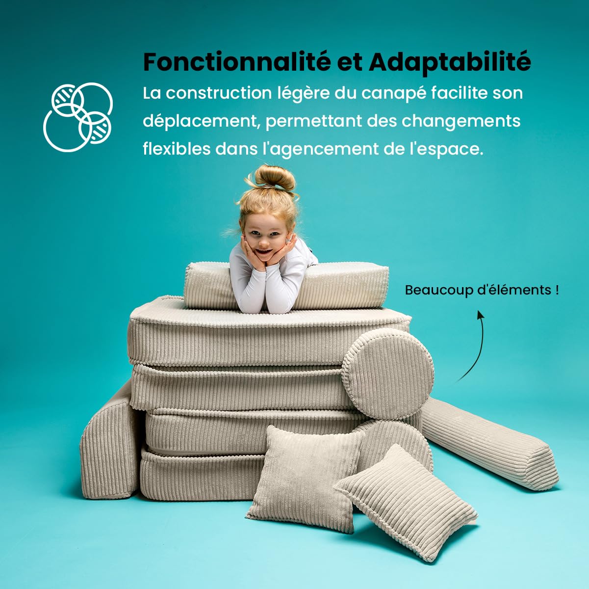 MEOWBABY Canape Enfant - Chauffeuse Enfant, Canapés pour Enfants, Canapé Bébé, Chauffeuse 1 Place Enfant, Canapé Enfant Convertible, Aesthetic, Écru